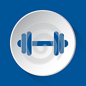 dumbbell - simple blue icon on white button