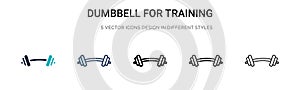 Dumbbell for training icon in filled, thin line, outline and stroke style. Vector illustration of two colored and black dumbbell