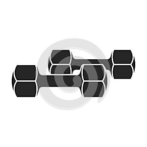 Dumbbell vector icon. Black vector icon isolated on white background dumbbell.