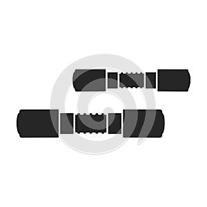 Dumbbell vector icon. Black vector icon isolated on white background dumbbell.