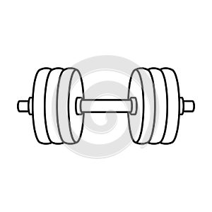 Dumbbell vector icon. Outline vector icon isolated on white background dumbbell.