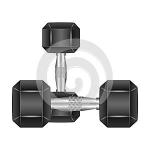 Dumbbell vector icon. Realistic vector icon isolated on white background dumbbell.