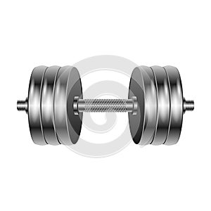 Dumbbell vector icon. Realistic vector icon isolated on white background dumbbell.