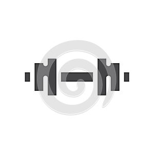 Dumbbell weight black vector icon. Glyph symbol.