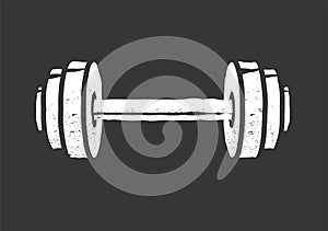 Dumbbell weight vintage icon logo isolated black and white retro style design clipart