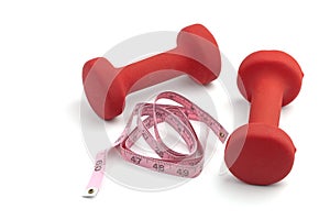 Dumbbell weights with tape measure