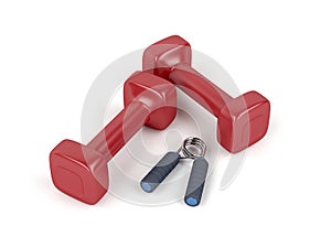 Dumbbells and hand gripper