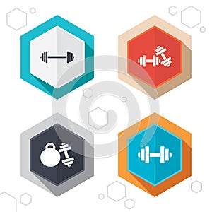 Dumbbells icons. Fitness sport symbols