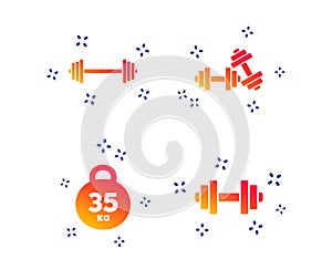 Dumbbells icons. Fitness sport symbols. Vector