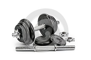 Dumbbells isolated white background