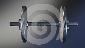 Dumbbells over varial material and background. 3d render