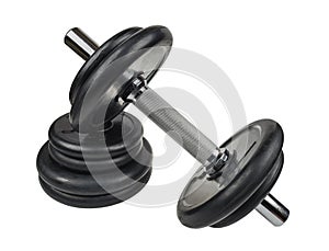 Dumbbells patterned with rubberized disks.