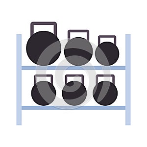 Dumbbells rack icon, flat design