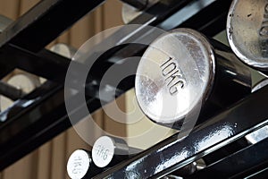 Dumbbells rack in sport club