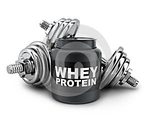 Dumbbells and whey protein