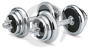 Dumbbells on white background