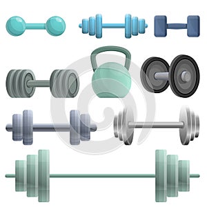 Dumbell icons set, cartoon style photo