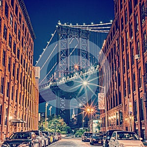 Dumbo Brooklyn Manhattan Bridge Stonehenge, Night