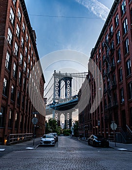 DUMBO neighborhood. bridge connecting Lower Manhattan at Canal Street with Downtown Brooklyn. new york urban photo