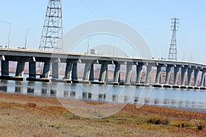 Dummbarton Road bridge on South San Francisco Bay, California, USA