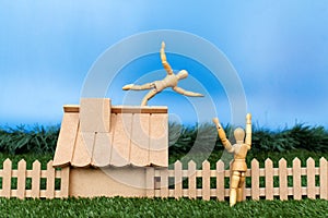 Dummy falling from roof