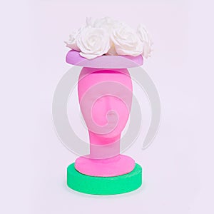 Dummy fashion flowers girl. Spring, bloom, summer seasons concept. Minimal design