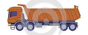 Dump Truck as Freight Delivery Logistics Service Vector Illustration