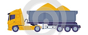 Dump Truck as Freight Delivery Logistics Service Vector Illustration