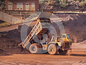 Dump truck at bauxite quarry