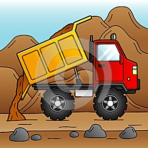 Dump Truck Cartoon Colored Vehicle Illustration