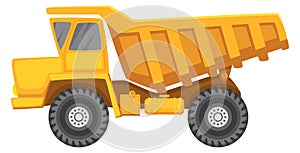 Dump truck cartoon icon. Industrial vehicle side view