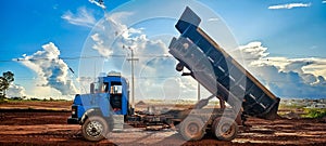 Dump truck on construction site