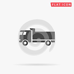 Dump truck flat vector icon