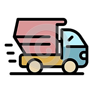 Dump truck icon color outline vector