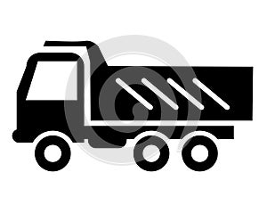 Dump truck icon. Construction machinery sign. Tipper symbol. Under construction machinary. flat style