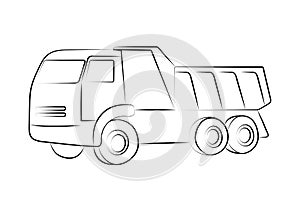 Dump truck icon. Vector on white background