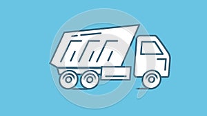 Dump Truck Kamaz line icon on the Alpha Channel