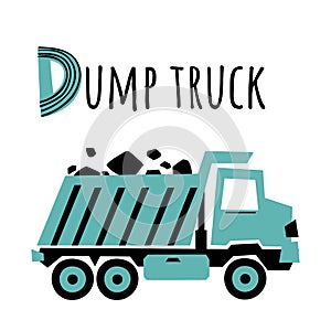 Dump truck for kids learning English vocabulary