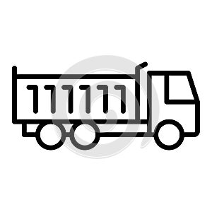 Dump truck line icon. Heavy duty vector illustration