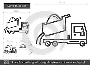 Dump truck line icon.