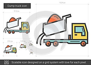 Dump truck line icon.