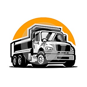Dump Truck Moving Truck Vector Silhouette Isolated