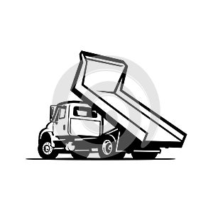 Dump truck rear view silhouette vector isolated