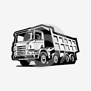 Dump Truck Silhouette Monochrome Vector Art Isolated. Tipper Truck Vector Art Illustration