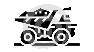 dump truck stone transportation glyph icon animation