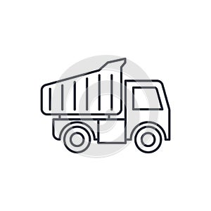 Dump truck thin line icon. Linear vector symbol