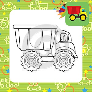 Dump truck toy.Coloring page