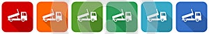 Dump truck, transport, transportation icon set, flat design vector illustration in 6 colors options for webdesign and mobile