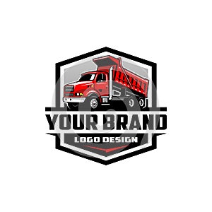 dump truck. trucking premium logo vector