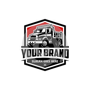 dump truck. trucking premium logo vector